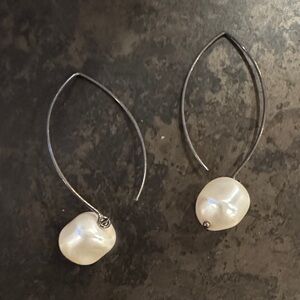 Elegant Silver Pearl Drop Earrings
